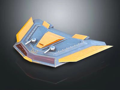 Futuristic Blue And Yellow Geometric Object With Metallic Surface And Angular Design 3d model