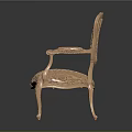 Elegant European Style Accent Chair With Carved Armrests And Patterned Fabric Upholstery
