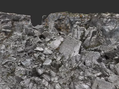 Rock Cliff Boulder Field Moulder Rock Hill Quarry Landscape 3d model