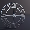 Silver Circular Clock With Roman Numeral Markers And Minimalist Metal Frame Design