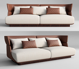 Modern double sofa three-seat sofa 3d model