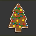 Festive Gingerbread Christmas Tree Decorated With Colorful Candy Balls And Icing