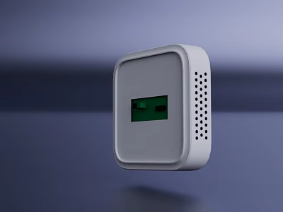 White Square Industrial Equipment With Green Display And Heat Dissipation Holes 3d model