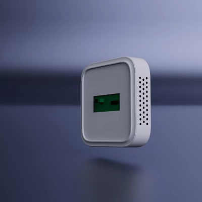 White Square Industrial Equipment With Green Display And Heat Dissipation Holes 3d model