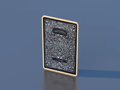Wooden Framed Black Notebook With White Green Patterns And Text 3d model