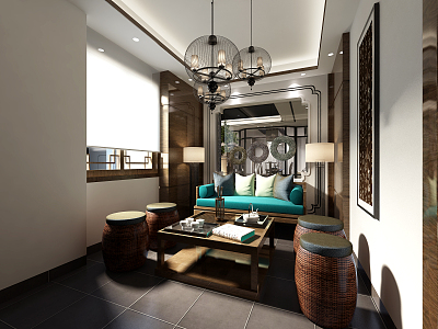 New Chinese-style reception room 3d model