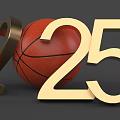 2025 Basketball Sports Concept With Golden Numbers And 3D Elements