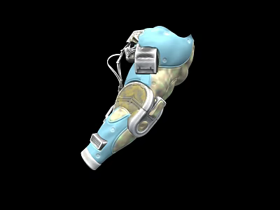 Industrial Equipment Blue Mechanical Prosthetic With Metal Components And Connecting Wires 3d model