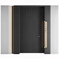 Modern Wooden Front Door With Metal Accents And House Number 2807