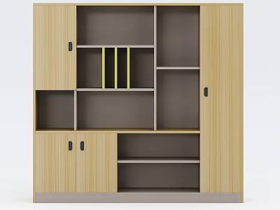 Wooden Storage Cabinet with Multiple Compartments and Functional Doors for Home Organization 3d model