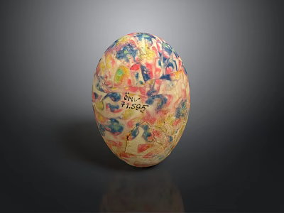 Colorful Painted Decorative Egg With NL TIGERS Textured Surface Art 3d model