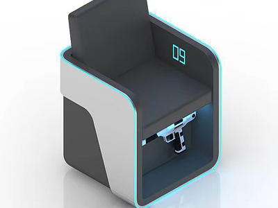 Modern Futuristic Chair With Gray White Frame Digital Display And Blue Accents 3d model