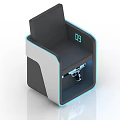Modern Futuristic Chair With Gray White Frame Digital Display And Blue Accents