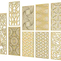 Golden Decorative Partition Designs Featuring Various Intricate Patterns And Artistic Styles 3d model