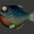 Colorful Cartoon Fish With Big Bulging Eyes And Sharp Teeth Vibrant Body Design