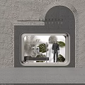 Modern Minimalist Fashion Store Window Display With Exquisite Mannequin Clothing Rack And Fresh Tropical Plants