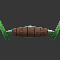 Wooden Weapon With Green Snake Pattern And Decorative Accents
