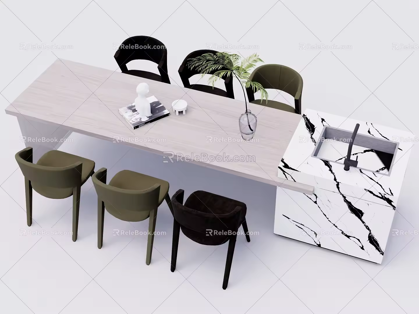 Dining table and chair combination 3d model