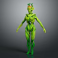 Green Plant Inspired Fantasy Creature Character With Vine Like Body Structure And Leafy Head