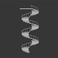 Sleek White Spiral Staircase Design With Curved Handrail And Reflective Surface 3d model