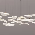 Modern Curved Leaf Shaped Translucent Chandeliers With Textured Design Suspended In Wave Formation 3d model