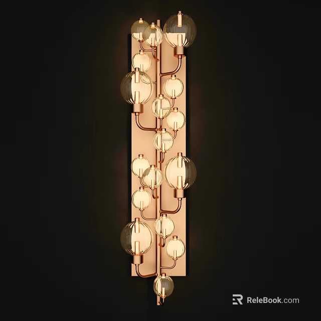 Elegant Contemporary Wall Sconce With Brass Frame And Glass Globe Bulbs 3d model 