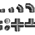 Different Types Of Pipes And Plumbing Fittings Design Elements Set