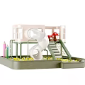 Colorful Kids Play Equipment with Slide Stairs Mushroom Decor and Ball Pit