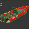 Red Motorboat With Twin Engines Seating Gray Interior And Modern Design 3d model