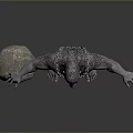 Gray Skinned Bearded Giant Creature With Muscular Body And Large Boulder