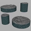 Modern Round Coffee Tables With Artistic Textured Speckled Dark Surface Design 3d model