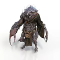 Spiked Mythical Creature Character With Clawed Limbs Chains Tattered Robes And Waist Pouch