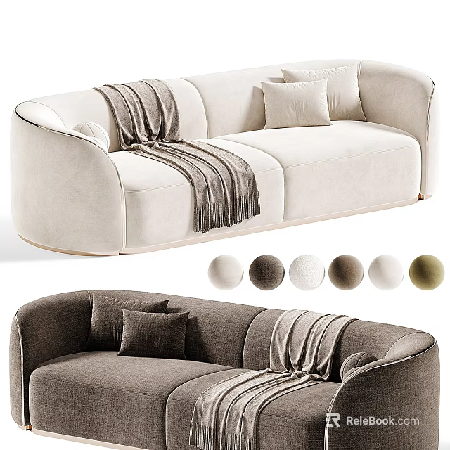 Two Seater Sofa Modern Comfortable with Striped Blanket and Cushions and Multiple Color Options 3d model 