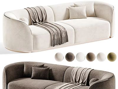 Two Seater Sofa Modern Comfortable with Striped Blanket and Cushions and Multiple Color Options 3d model