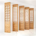 Wooden Room Dividers With Intricate Openwork Patterns For Interior Space Separation 3d model