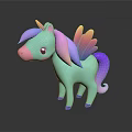 Cute Teal Unicorn Doll With Pink Purple Mane Wings And Blue Hooves