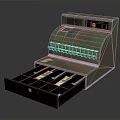 Vintage Green Cash Register With Open Drawer Colored Buttons And Compartmentalized Tray
