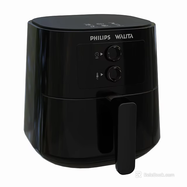 Philips Walita Black Air Fryer Modern Kitchen Appliance With Control Panel 3d model 
