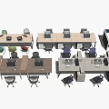 Multiple Office Desks With Computers And Ergonomic Chairs In Modern Workspace 3d model