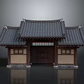 Traditional Chinese Architecture Gate With Tiled Roof And Wooden Door Design