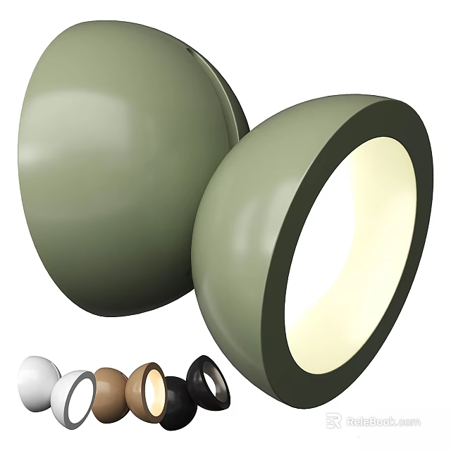 Modern Round Shape Green Wall Lamp With Illuminated Ring And Various Color Options 3d model