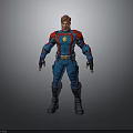 3D Character Model In Blue Red Costume With Yellow Chest Emblem And Black Gloves Boots