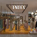 Modern Clothing Store Interior With Clothes Racks Mannequins Pendant Lights And Wooden Floors