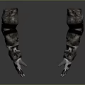 Two Futuristic Mechanical Arms With Detailed Metallic Design And Bloodstains