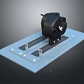 Mechanical Equipment With Black Main Body Mounted On Metal Plate Featuring Slide Rails And Fasteners