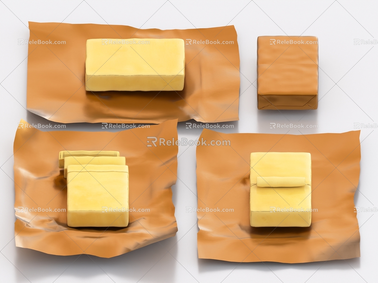 Butter Food Gold Foil Paper 3d model