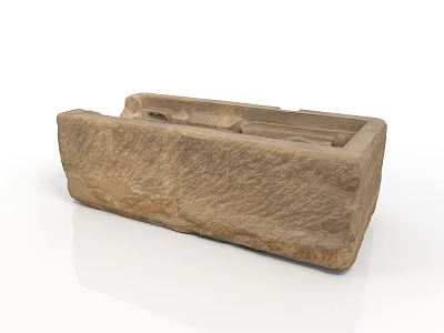 Traditional Artistic Hand Carved Stone Sculpture Carving Rectangular Trough With Textured Surface Design 3d model