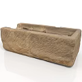 Traditional Artistic Hand Carved Stone Sculpture Carving Rectangular Trough With Textured Surface Design
