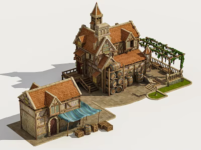 European-style single-family villa building 3d model