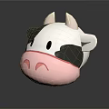 Cute Cartoon Cow Head With Black And White Fur And Pink Nose Toy Model